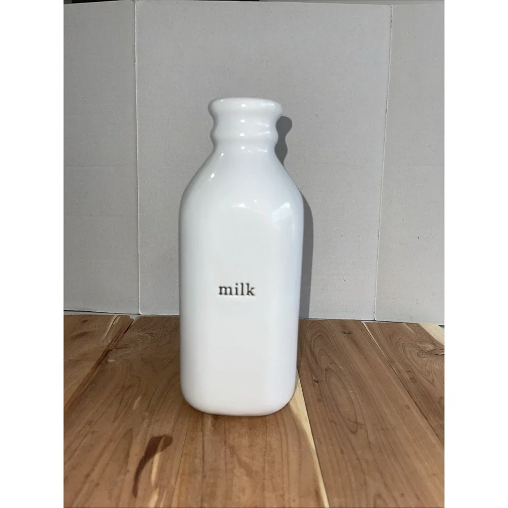 Bistro Blanc White MILK Stoneware Jug Jar Bottle Cottagecore Farmhouse Cow